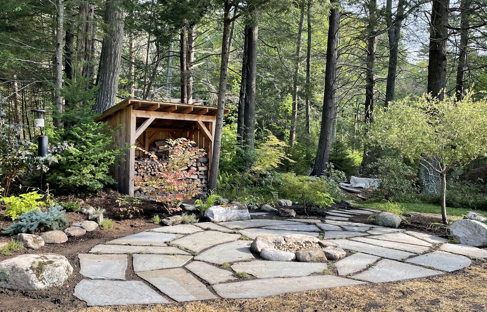 Flagstone patio in the pines
